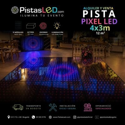 Alquiler de Pista de Baile Pixel LED 4×3 – 12 m2 (40-50 invitados)