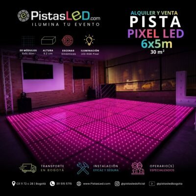 Alquiler de Pista de Baile Pixel LED 6×5 – 30 m2 (120-130 invitados)