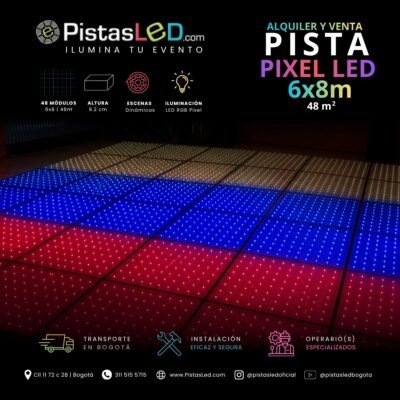 Alquiler de Pista de Baile Pixel LED 6×8 – 48 m2 (180-190 invitados)